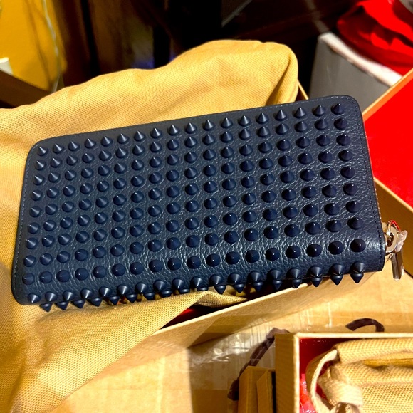 Christian Louboutin Other - Christian Louboutin Men’s Panettone Navy Wallet Spikes Leather